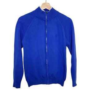 Polo Golf Ralph Lauren Sweater Cardigan Womens Medium Blue Zip Cotton Jacket